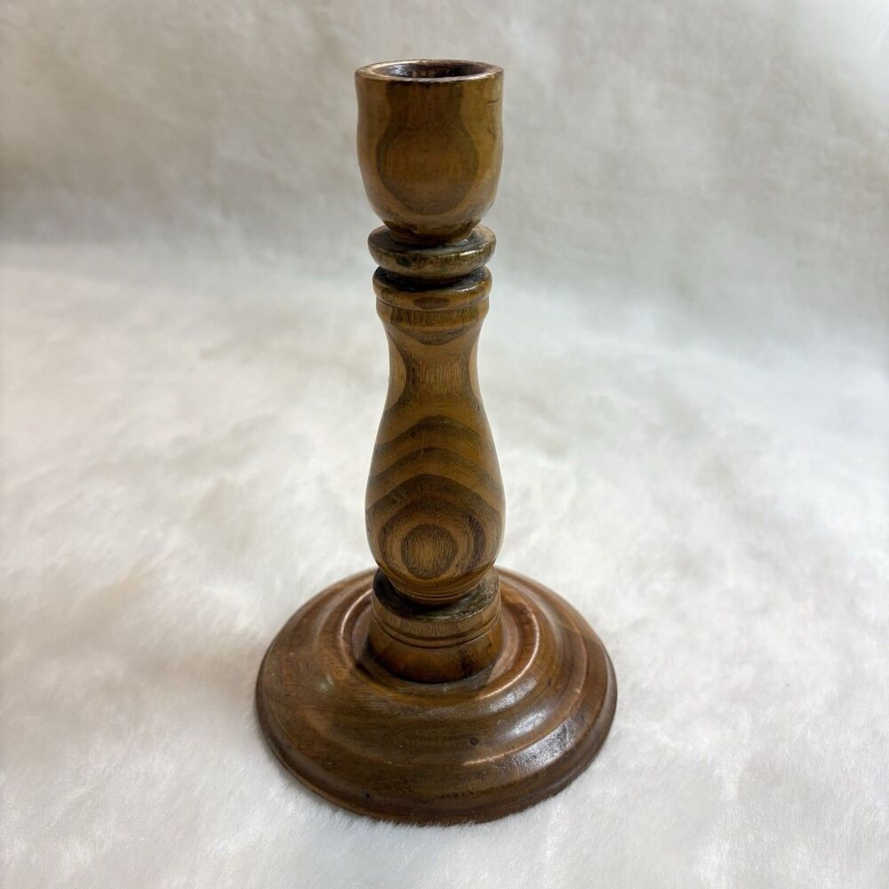 Rustic Wooden Candlestick Holder Vintage Candle Holder